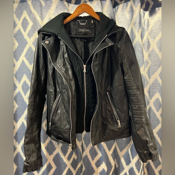 Black Rivet Jackets & Coats Black Rivet Hooded Knit And Leather